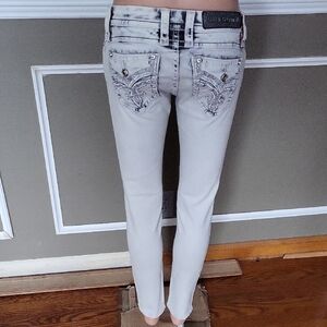 Rock Revival Women's Teyla Light Gray Acid Wash Skinny Jeans Size 26 NWT
